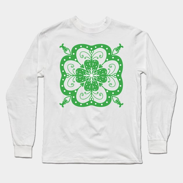 Green Clover Long Sleeve T-Shirt by Xatutik-Art